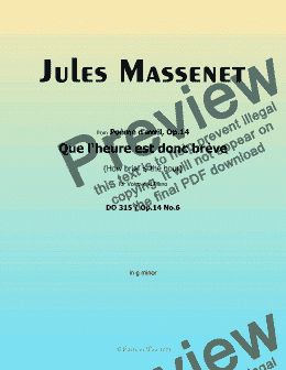 page one of Massenet-Que l'heure est donc brève,in g minor