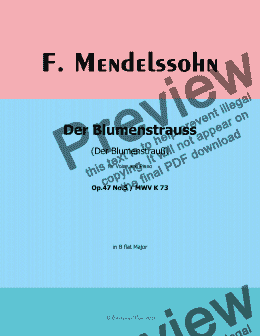 page one of F. Mendelssohn-Der Blumenstrauss,in B flat Major