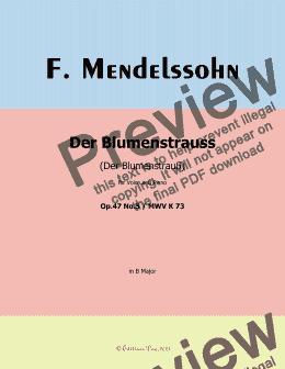 page one of F. Mendelssohn-Der Blumenstrauss,in B Major