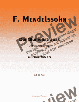 page one of F. Mendelssohn-Der Blumenstrauss,in D flat Major