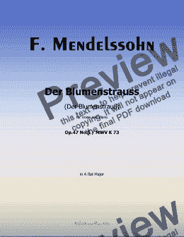 page one of F. Mendelssohn-Der Blumenstrauss,in A flat Major