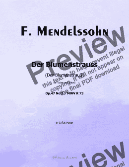 page one of F. Mendelssohn-Der Blumenstrauss,in G flat Major