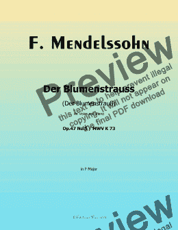 page one of F. Mendelssohn-Der Blumenstrauss,in F Major