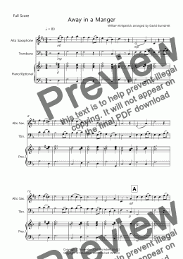 page one of Away in a Manger for Alto Saxophone and Trombone Duet