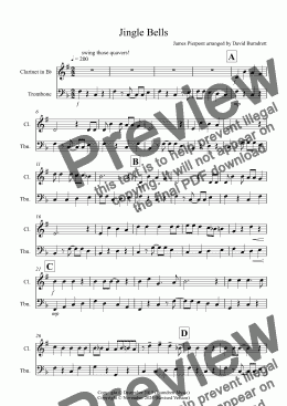 page one of Jingle Bells (Jazzy Style!) for Clarinet and Trombone Duet