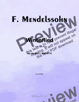 page one of F. Mendelssohn-Winterlied,Op.19 No.3,in g minor