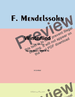 page one of F. Mendelssohn-Winterlied,Op.19 No.3,in b minor