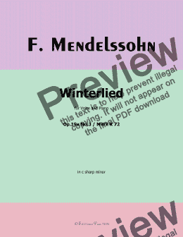 page one of F. Mendelssohn-Winterlied,Op.19 No.3,in c sharp minor