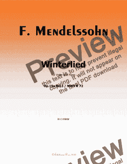 page one of F. Mendelssohn-Winterlied,Op.19 No.3,in c minor