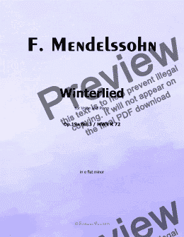 page one of F. Mendelssohn-Winterlied,Op.19 No.3,in e flat minor