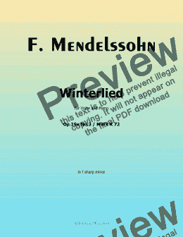 page one of F. Mendelssohn-Winterlied,Op.19 No.3,in f sharp minor