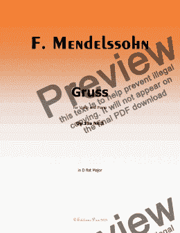 page one of F. Mendelssohn-Gruss,Op.19 No.5,in D flat Major