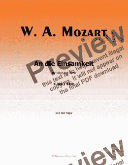 page one of W. A. Mozart-An die einsamkeit,in B flat Major