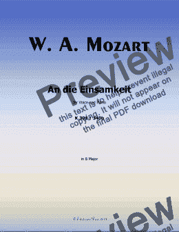 page one of W. A. Mozart-An die einsamkeit,in B Major