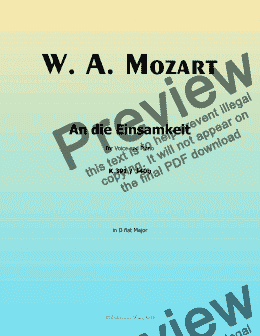 page one of W. A. Mozart-An die einsamkeit,in D flat Major