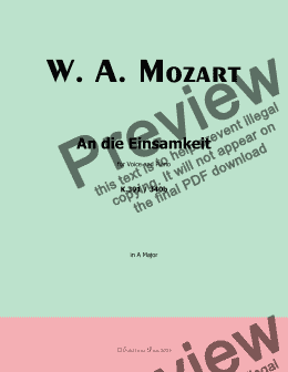 page one of W. A. Mozart-An die einsamkeit,in A Major