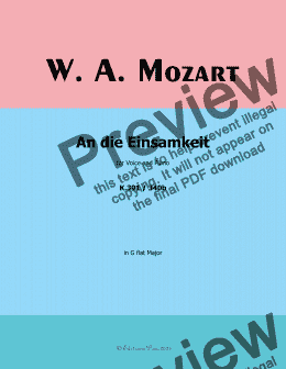 page one of W. A. Mozart-An die einsamkeit,in G flat Major