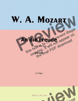 page one of W. A. Mozart-An die freude,in F Major