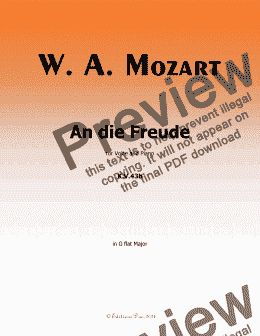 page one of W. A. Mozart-An die freude,in G flat Major