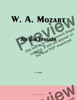 page one of W. A. Mozart-An die freude,in D Major