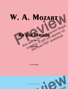 page one of W. A. Mozart-An die freude,in D flat Major