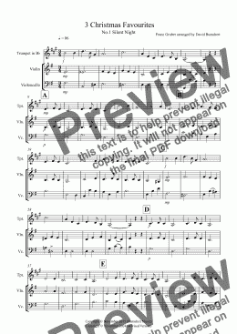 page one of 3 Christmas Favourites for Trumpet, Violin and Cello Trio