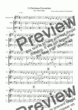 page one of 3 Christmas Favourites for Clarinet, Violin and Cello Trio