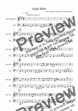 page one of Jingle Bells (Jazzy Style!) for Alto Saxophone and Tuba Duet