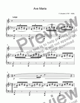 page one of Shubert, Franz - Ave Maria for trumpet Bb & piano