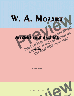 page one of W. A. Mozart-An die freundschaft,in E flat Major