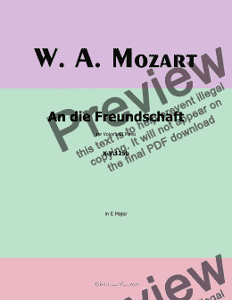 page one of W. A. Mozart-An die freundschaft,in E Major