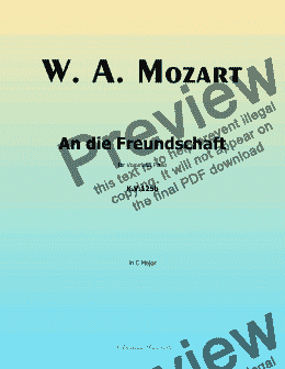 page one of W. A. Mozart-An die freundschaft,in C Major