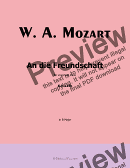 page one of W. A. Mozart-An die freundschaft,in B Major