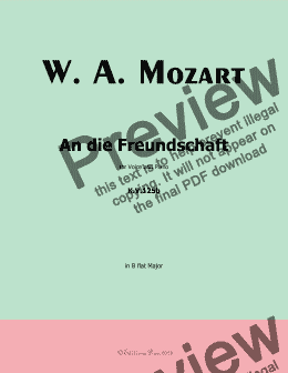 page one of W. A. Mozart-An die freundschaft,in B flat Major