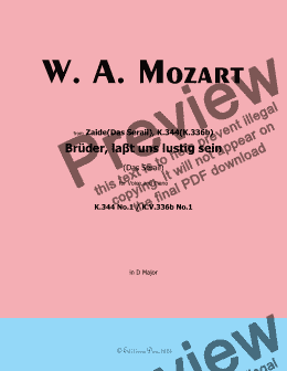 page one of W. A. Mozart-Bruder,laβt uns lustig sein,in D Major