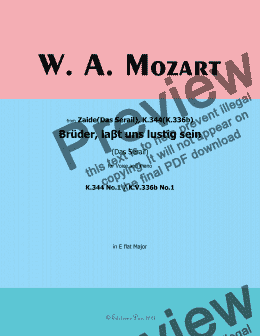 page one of W. A. Mozart-Bruder,laβt uns lustig sein,in E flat Major