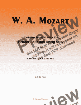 page one of W. A. Mozart-Bruder,laβt uns lustig sein,in G flat Major