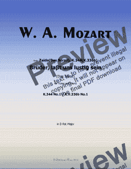 page one of W. A. Mozart-Bruder,laβt uns lustig sein,in D flat Major