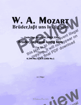 page one of W. A. Mozart-Bruder,laβt uns lustig sein,in C Major