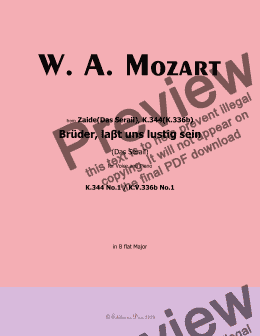 page one of W. A. Mozart-Bruder,laβt uns lustig sein,in B flat Major