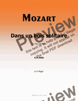 page one of W. A. Mozart-Dans un bois solitaire,in F Major