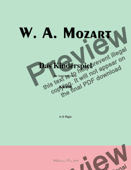 page one of W. A. Mozart-Das kinderspiel,in B Major