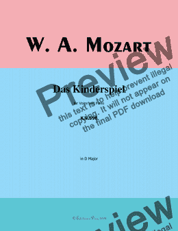 page one of W. A. Mozart-Das kinderspiel,in D Major