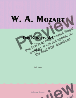 page one of W. A. Mozart-Das kinderspiel,in G Major