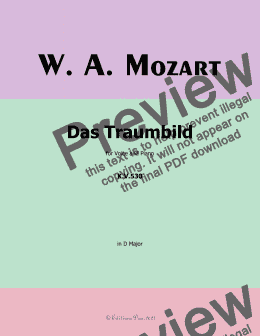 page one of W. A. Mozart-Das traumbild,in D Major