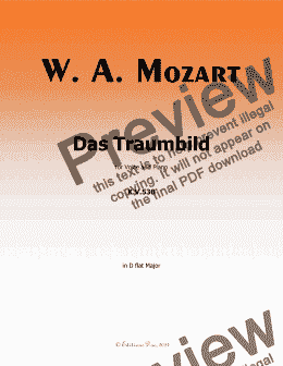 page one of W. A. Mozart-Das traumbild,in D flat Major