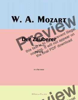 page one of W. A. Mozart-Der zauberer,in e flat minor