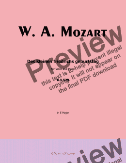 page one of W. A. Mozart-Des kleinen friedrichs geburtstag,in E Major