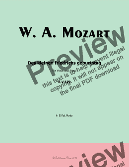 page one of W. A. Mozart-Des kleinen friedrichs geburtstag,in E flat Major