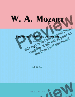 page one of W. A. Mozart-Des kleinen friedrichs geburtstag,in D flat Major